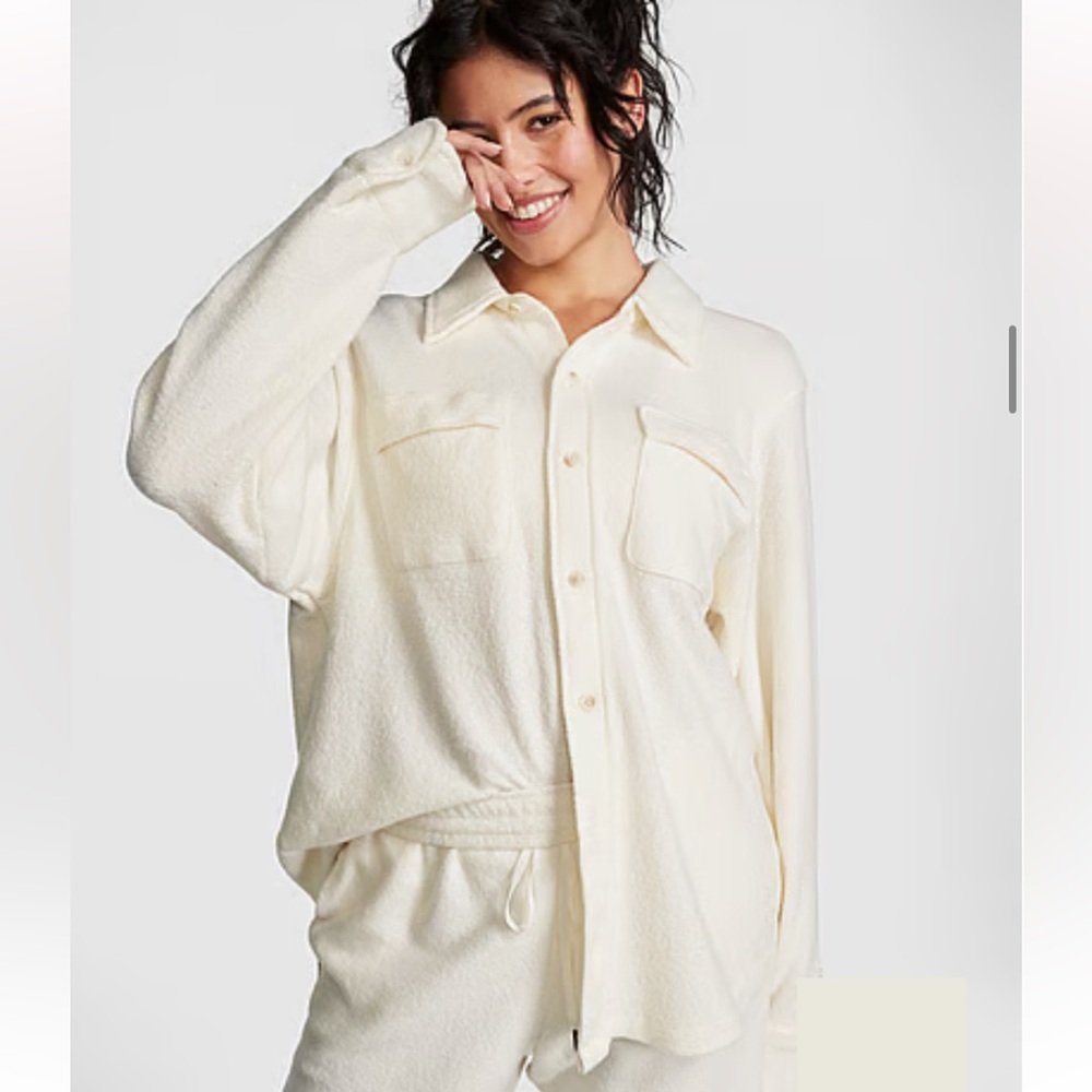 VS PINK Cotton Fleece Shacket Shirt Jacket XL